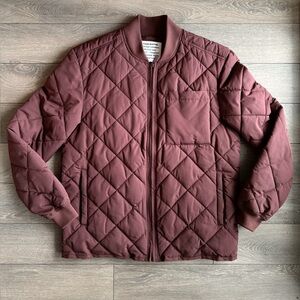 Frank And Oak Men’s Skyline Quilted Bomber Jacket Burgundy | Size M